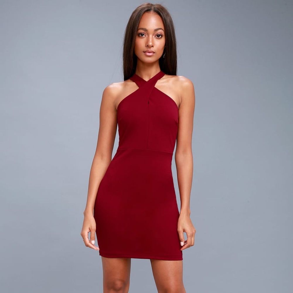 Thrive Wine Red Sleeveless Bodycon Dress